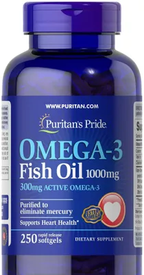 Рыбий Жир Омега Puritan's Pride Omega-3 Fish Oil 1000 mg 250 капсул 1