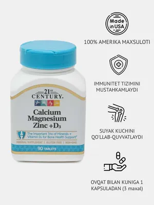 21st Century Kalsiy magniy rux D3 Calcium Magnesium Zinc Kalsiy 1