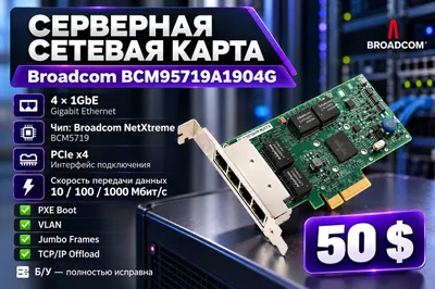 Intel I350-T4 — 4-портовая сетевая карта Gigabit Ethernet