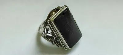 Серебряное кольцо с камнем ОБСИДИАН иридированный