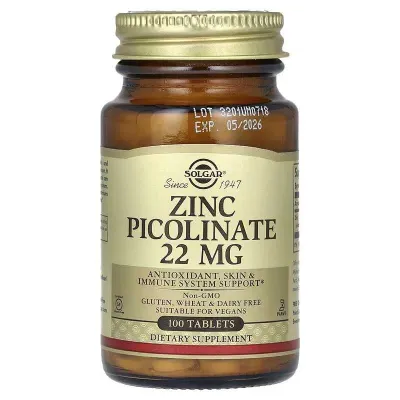Solgar, Zinc Picolinate, Rux pikolinati, 22 mg, 100 ta tabletka 1