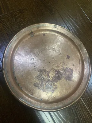 Qo‘lda ishlangan vintage mis patnis Ø34 sm — kandakorlik, patina 1