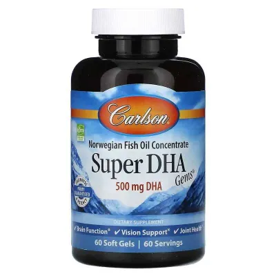 Carlson, Super DHA Gems, 500 мг ДГК, 60 мягких таблеток 1