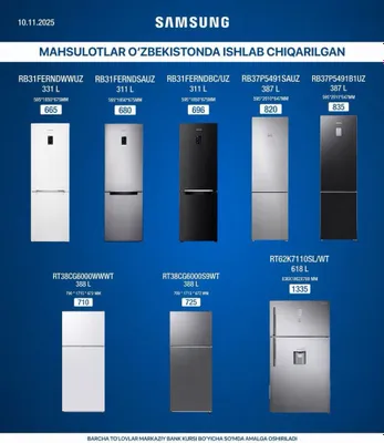 Samsung muzlatkichkari hamyonbop narxda