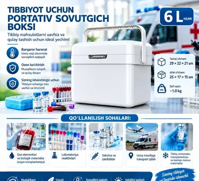 Портативный медицинский холодильник для безопасной транспортировки 1