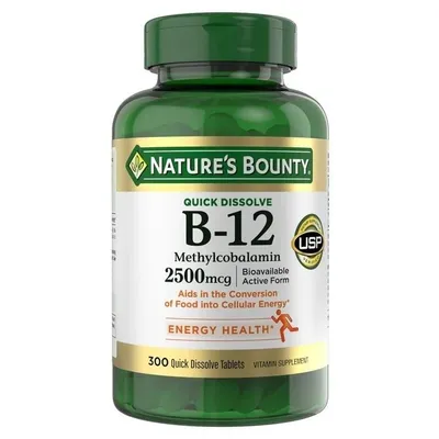 Nature’s Bounty Vitamin B-12 2500 мкг, 300 быстрорастворимых таблеток 1