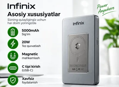 Infinix MagPower Wireless Magnetic Power Bank (5000 mAh) 1