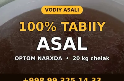 Tabiiy vodiy asali optom narxda, 20 kg chelak 1