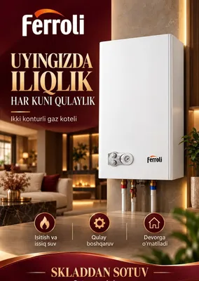 FERROLI FORTUNA 24 kVt Ikki konturli qozon Mo‘ri Qozon Ulgurji