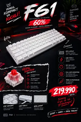 Клавиатура F61 60%