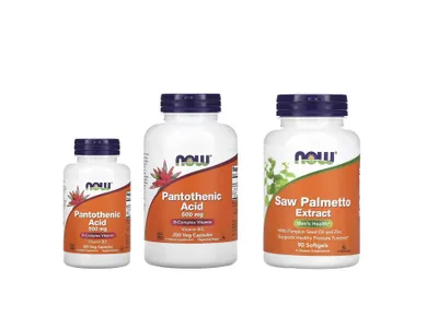 NOW Foods Pantoten kislotasi va serenoa Saw Palmetto Pantothenic Acid 1