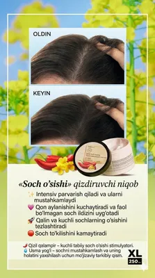 Soch uchun qalinlashtiruvchi maska + balzam, qizdiruvchi niqob 1
