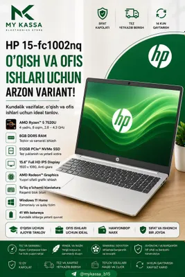 HP 15 / Ryzen 3-7320U / 8GB / SSD 512GB / FHD IPS