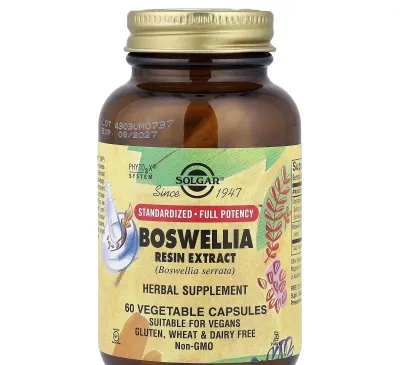 Экстракт смолы Босвелии Solgar, Boswellia Resin Extract 60 растит капс 1