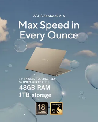 ASUS Zenbook A16 4.45 ГГц / ОЗУ 48 ГБ / 1 ТБ / 16" 3K / 120 Гц, сенсорный экран 1