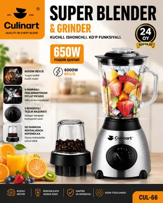 Culinart Blender 650W 2x1, 4L shisha idish, 1