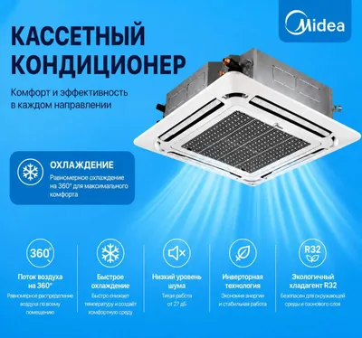 Кассетный кондиционер MIDEA - 36,000 Btu / Инверторный / Доставка 1