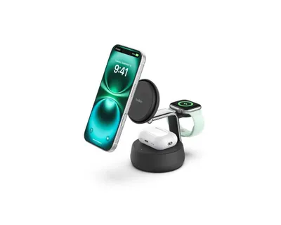 BELKIN 25W Qi2 3-in-1 Wireless Charging Stand Black simsiz quvvatlash qurilmasi 1