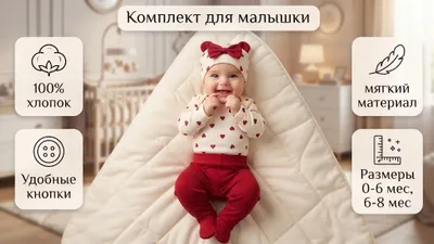 Тройка для младенцев: боди,штанишки и шапочка 1