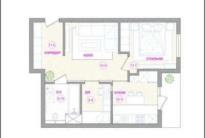 Meridian turar joy majmuasida 2 xonali kvartira, yangi qurilgan uy, 55 m²