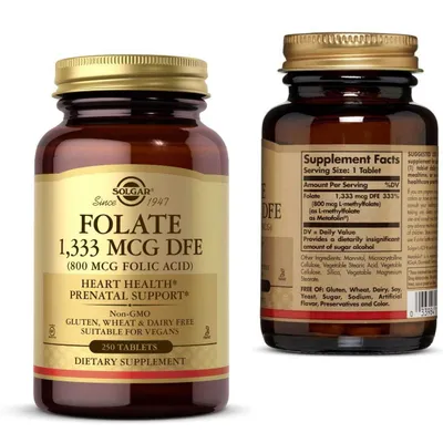Solgar Folate 1333 - фолиевая кислота (800MCG) L- methilfolate 250 шт