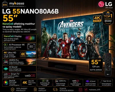 LG 55NANO80A6B — 55 dyuymli NanoCell televizor / Dasatavka / New