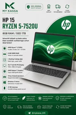 HP 15 Open Box / Ryzen 5-7520U / 8GB / SSD 1TB /