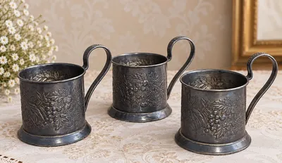 Vintaj podstakanniklar — “Yagodalar”, Mstyora, 1956-yil, melxior 1