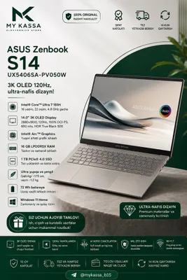 ASUS Zenbook S14 3K OLED 120Hz / Ultra 7-258V / 32GB / SSD 1TB