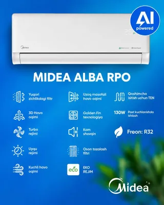 Кондиционер MIDEA ALBA Pro — 12 000 Btu / Inverter / Новая модель! 1