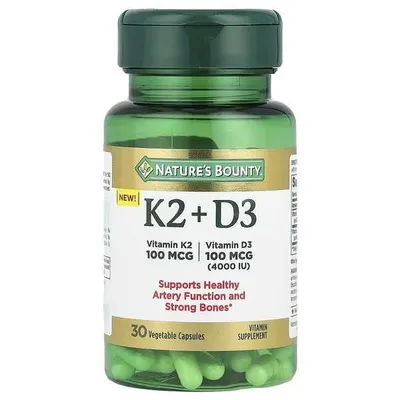 Nature's Bounty, K2 + D3 vitaminlari, 30 ta o‘simlik kapsulasi 1