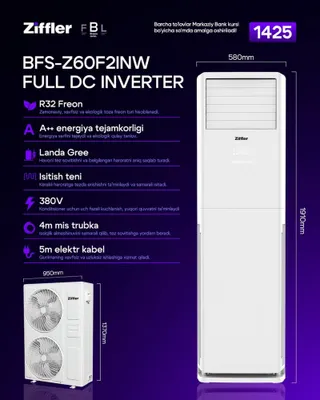 Ziffler Full Dc Invertor/R32/PTC HEATER/GREE kolonnali konditsioneri