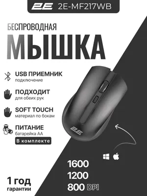 2E MF217 WL simsiz ofis sichqonchasi, qora, 1600 dpi, ikki qo‘l uchun 1