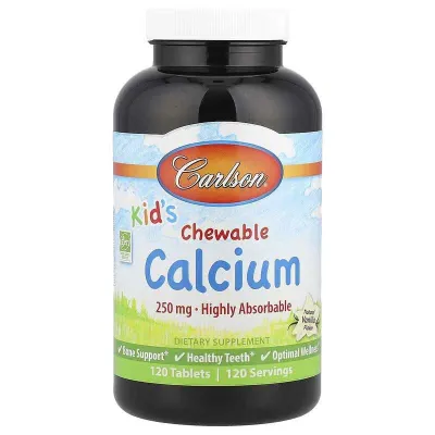 Carlson, bolalar uchun kalsiy, kalsiy, 250 mg, 60 va 120 tabletka 1
