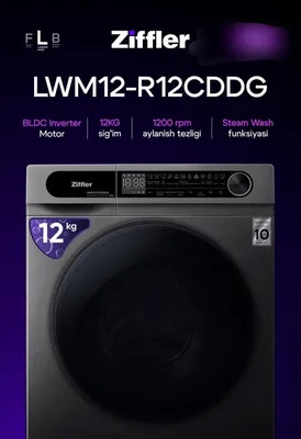 ZIFFLER 12 kg Inverter kir yuvish mashinasi
