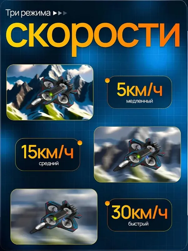 Самолет-дрон на пульте управления, трюки, подсветка, радиоуправляемый — фото 2