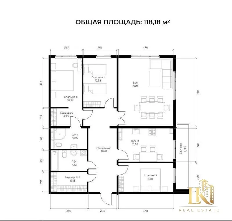 4-комнатная квартира 119 м², 6/9, ЖК Assalom Sohil (Яшнабадский)