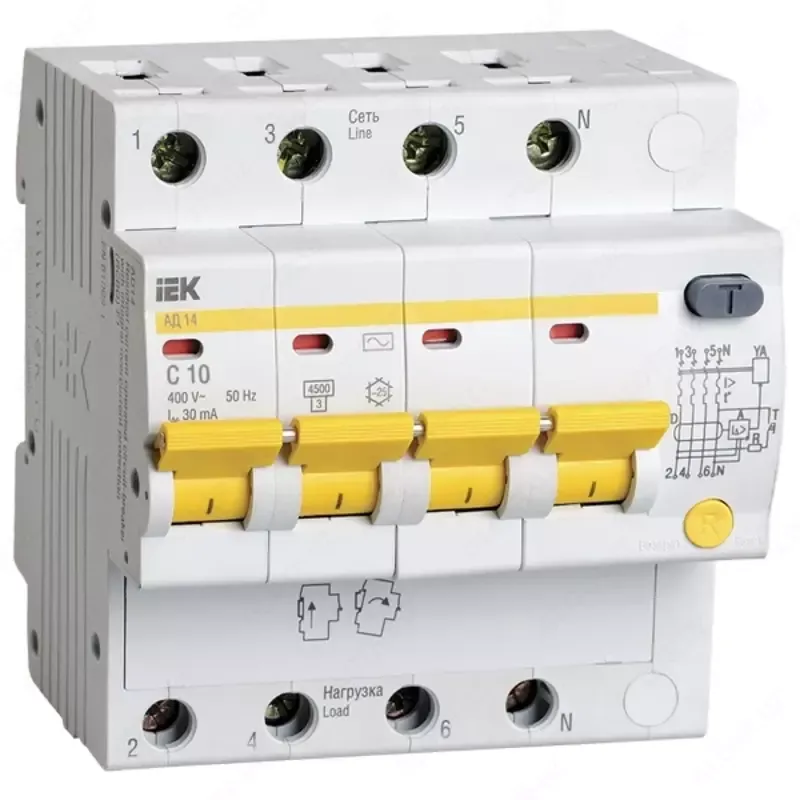 IEK AD14 4P 30mA differensial avtomati IEK AD14 4P 30mA differensial avtomati