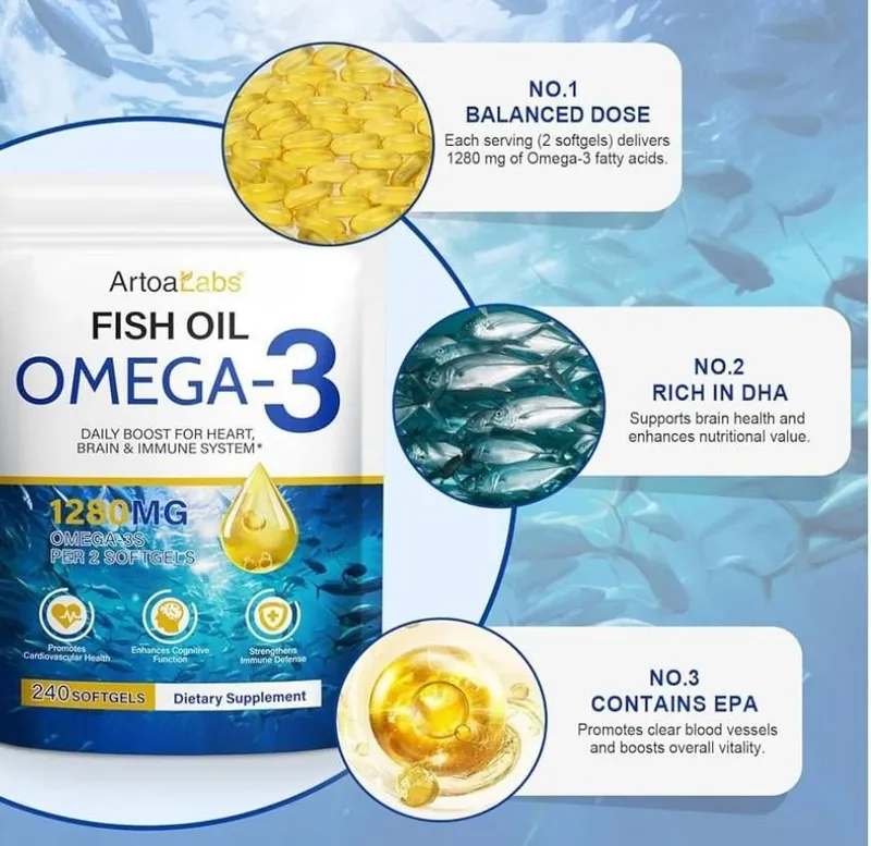 Omega 3,омега, fish oil,1280 mg,240 softgel,омега 3,omega, SKIDKADA — фото 1