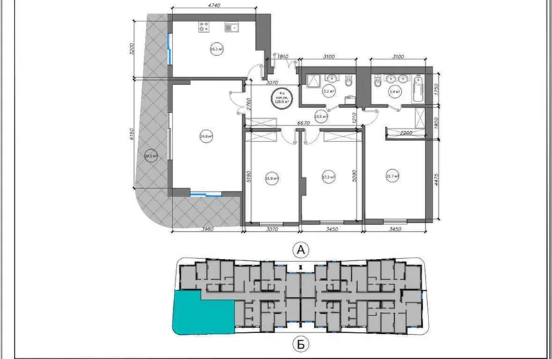 4-комнатная квартира, 130 м2, Мирабад 2