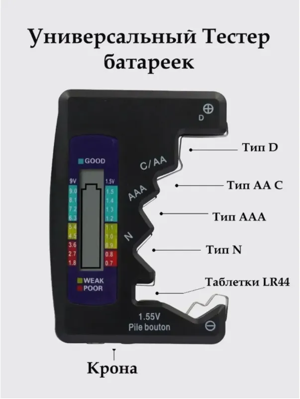 Batareykalar va AKB uchun raqamli tester 1 Batareykalar va AKB uchun raqamli tester 1