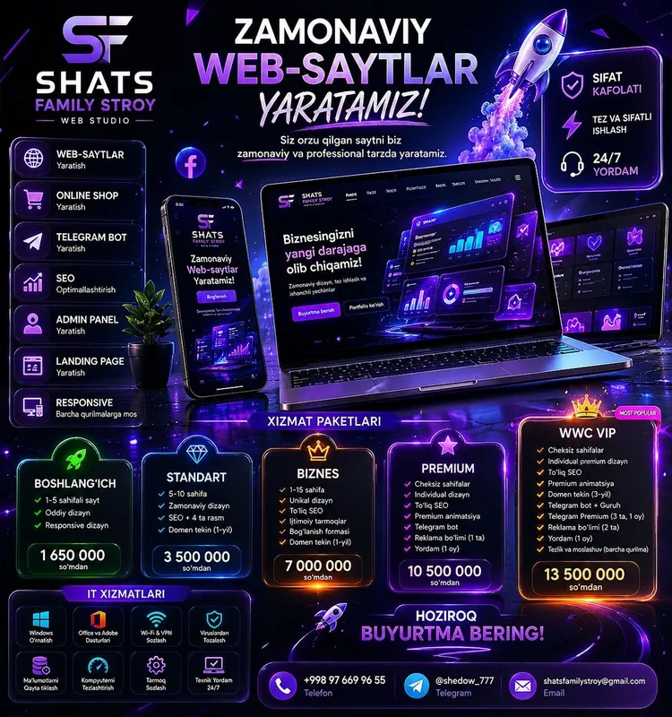 Web-sayt tayyorlab berish xizmati Web-sayt tayyorlab berish xizmati