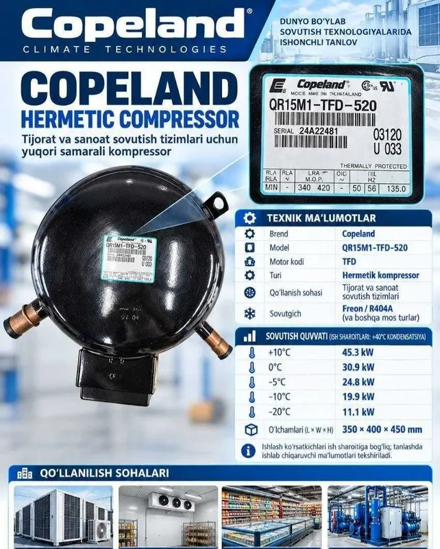 Copeland QR15M1-TFD-520 kompressori 1 Copeland QR15M1-TFD-520 kompressori 1