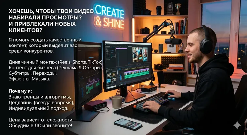 Монтаж видео/риллсов/шортсов