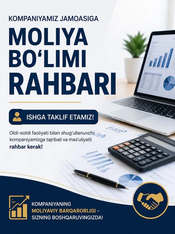Vakansiya: Moliya bo’limi rahbari