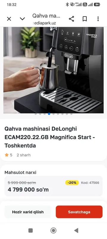 kofe mashina ofesga deb olingan 18kun ishlatildi ofes yopildi yangidey 4