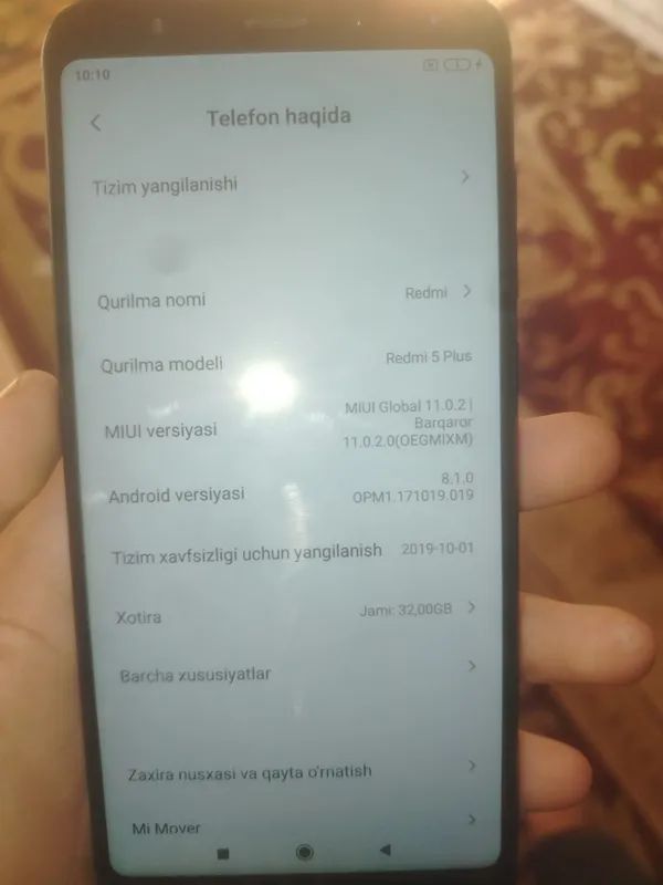 nomi:redmi modeli:redmi 5plus xotira:jami 32 gb 1 nomi:redmi modeli:redmi 5plus xotira:jami 32 gb 1
