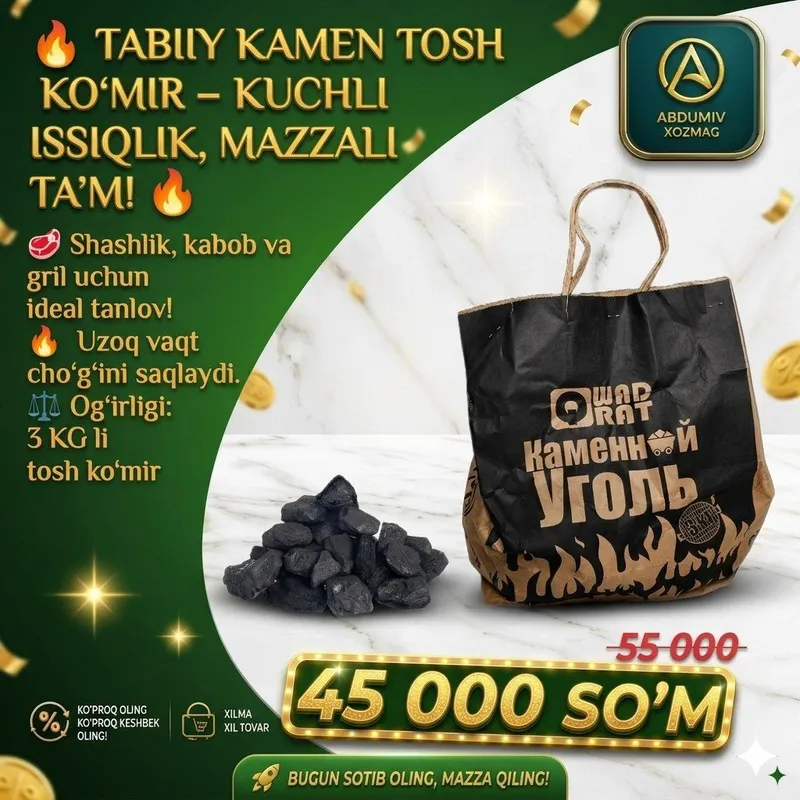 KAMEN TOSH KO‘MIR Og‘irligi: 3 KG 1 KAMEN TOSH KO‘MIR Og‘irligi: 3 KG 1