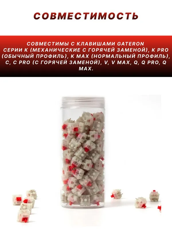 Набор механических переключателей Keychron Gateron KS-3 Milky Pro Red (110 шт.) — фото 1