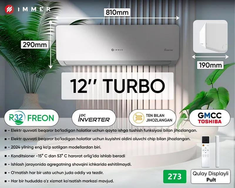 Кондиционер Immer 12 inverter 10 yil Garantiya Chegirma! 5 Кондиционер Immer 12 inverter 10 yil Garantiya Chegirma! 5